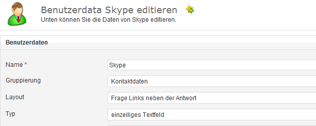 Abbildung: Benutzerdaten