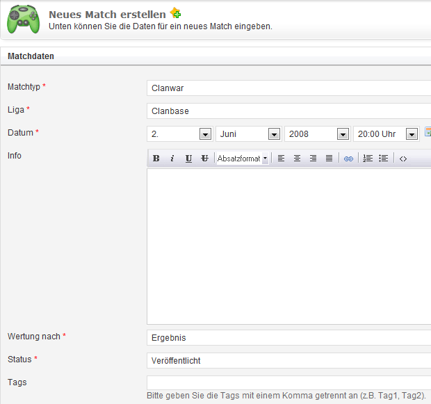 Abbildung: Matches - Matchdaten