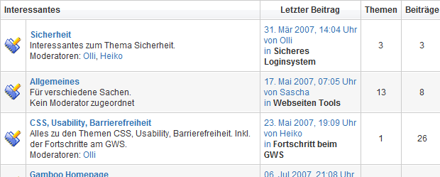 Abbildung: Forenansicht