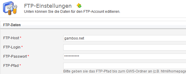 Abbildung: FTP-Einstellungen