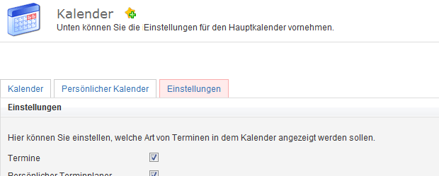 Abbildung: Kalender - Einstellungen