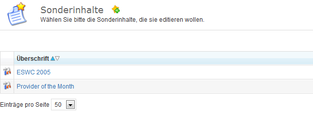 Abbildung: Sonderinhalte